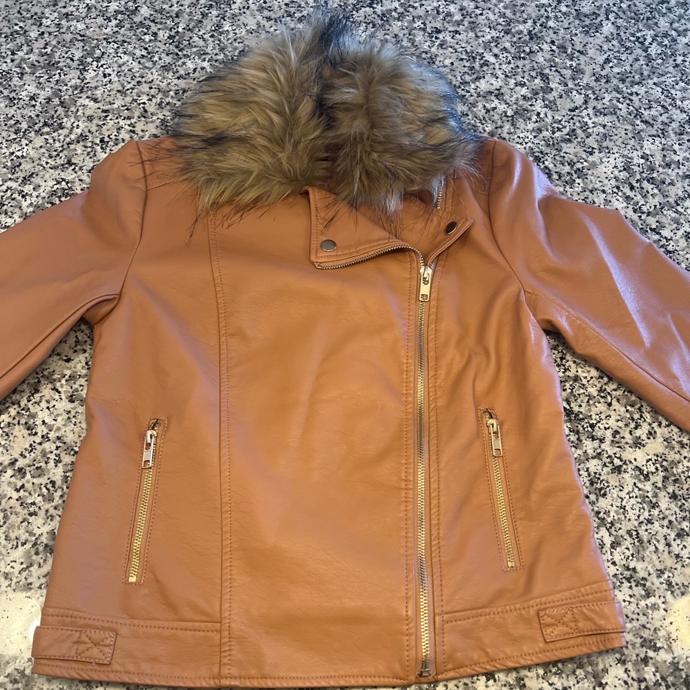 Forever 21 Tan Leather Jacket Size Small